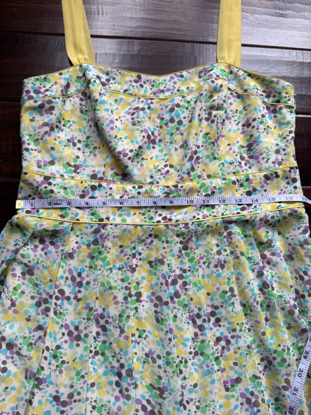 Monsoon Floral Fit & Flare Dress Yellow Straps Retro Summer Dress - Picture 7 of 7